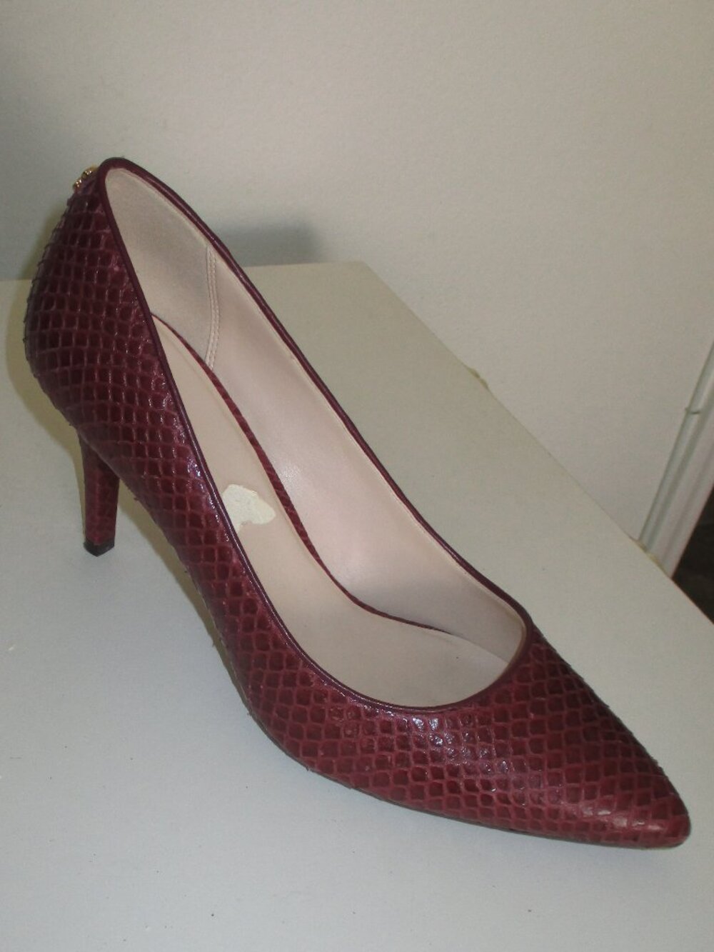 Cole Haan Grand.OS Womens Wine Embossed Snakeskin Leather Pointy Pump NWOB - 10M